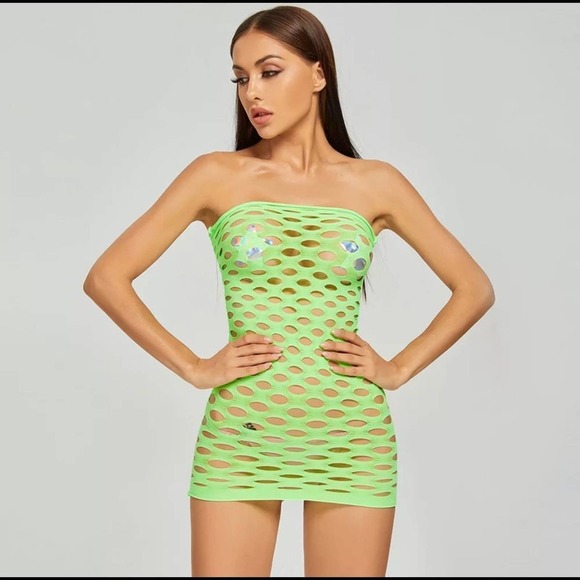 Boutique Other - Sexy Mesh Fishnet Stocking - OS -Bright Green